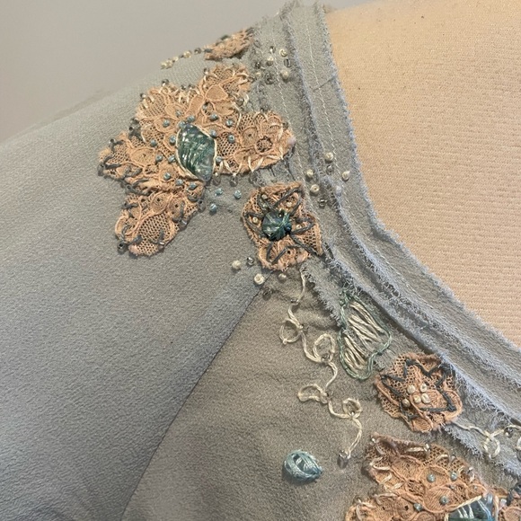 Rebecca Taylor Puff Sleeve Silk Blouse with tie Size 6 - Picture 7 of 16